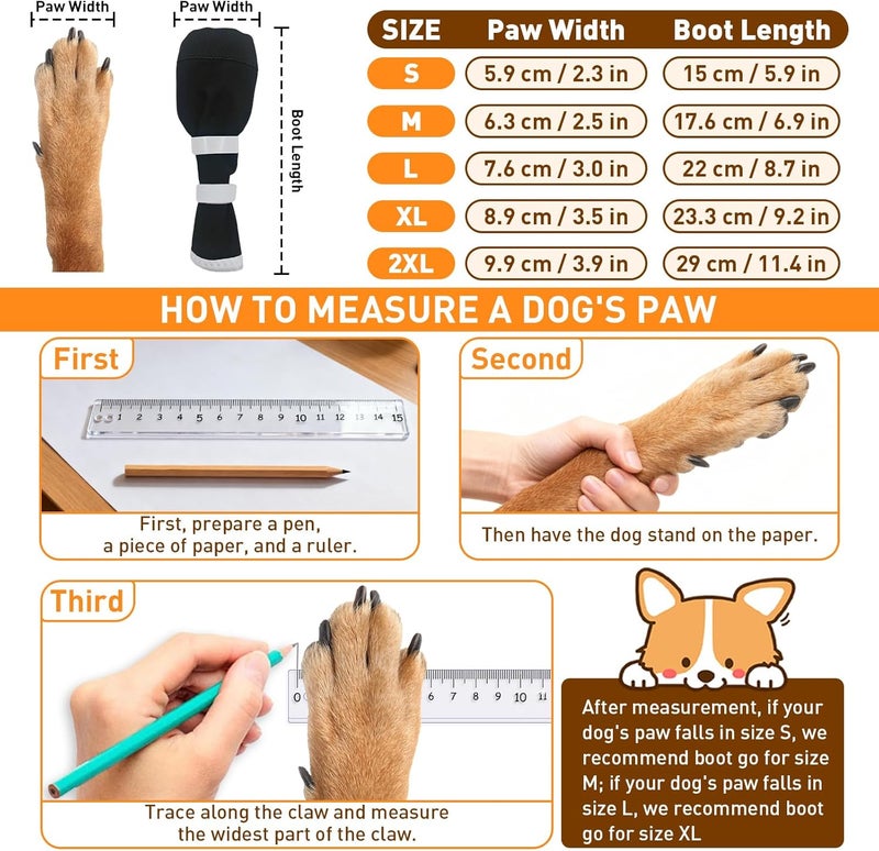 ETIAL Dog Paw Wound Recovery Boot for Injured Paw, Anti-Slip Dog Shoe with Self-Adhesive Strap, Dog Paw Protector for Outdoor Walking & Keep Dogs from Licking Wounds (Black w/White, L) - Image 3